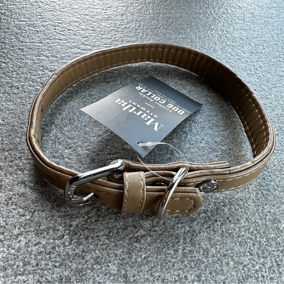 NWT Martha Stewart Tan Faux Leather Dog / Pet Collar, Neck Size 14.5” to 17.5” - Picture 1 of 11